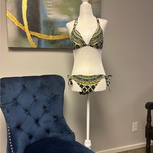 Trina Turk Vibrant Green and Yellow Bikini Swimwear